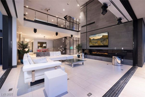 Dining room, Fireplace, Interior, Living room, Pendant Lights, Recessed Lighting