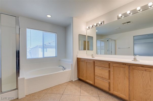Bathroom, Dual Sink Vanities, Glass Shower, Interior, Recessed Lighting