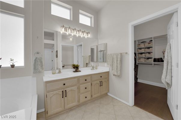 Bathroom, Dual Sink Vanities, Interior, Walk-in Closets, Wood Texture Flooring