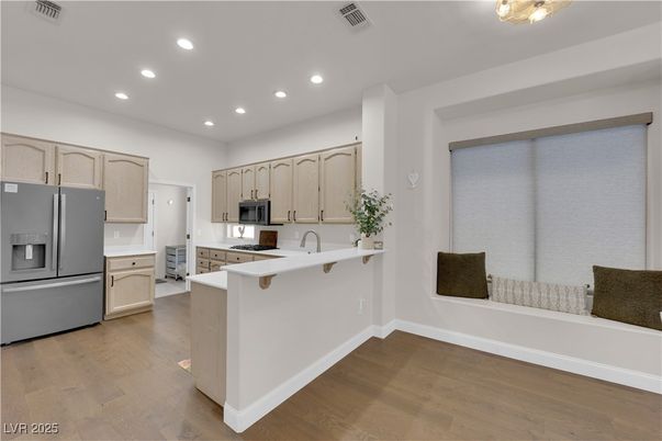 Interior, Kitchen, Recessed Lighting, Wood Texture Flooring