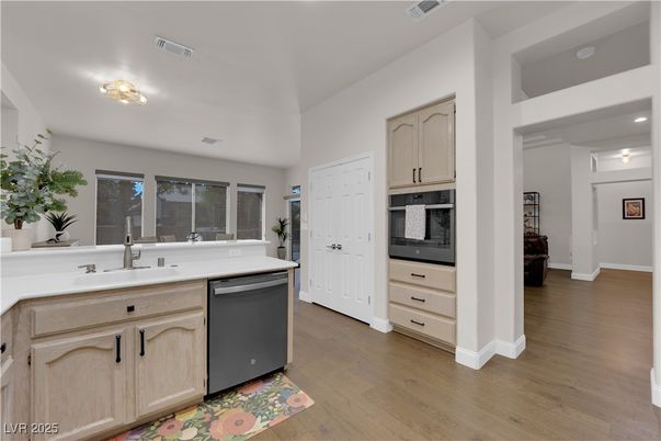 Interior, Kitchen, Recessed Lighting, Wood Texture Flooring