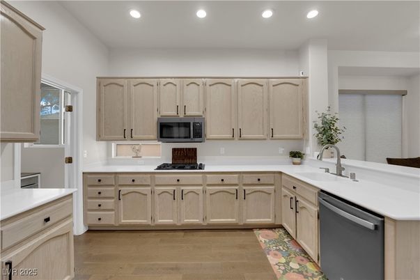 Interior, Kitchen, Recessed Lighting, Wood Texture Flooring
