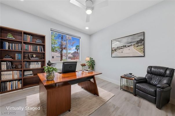 Home Office, Interior, Recessed Lighting, Wood Texture Flooring