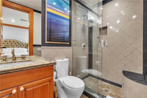 Bathroom, Glass Shower, Interior, Recessed Lighting