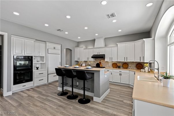 Interior, Kitchen, Recessed Lighting, Wood Texture Flooring