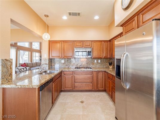Interior, Kitchen, Pendant Lights, Recessed Lighting, Stainless Steel Appliances
