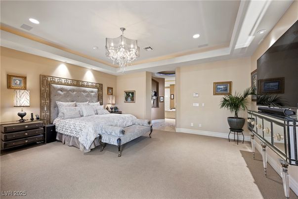 Bedroom, Chandelier, Interior, Recessed Lighting