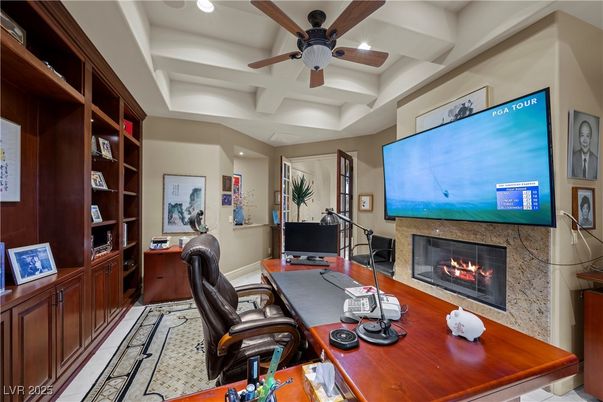 Fireplace, Home Office, Interior, Recessed Lighting