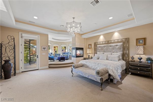 Bedroom, Chandelier, Fireplace, Interior, Recessed Lighting