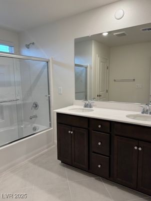 Bathroom, Dual Sink Vanities, Glass Shower, Interior, Recessed Lighting