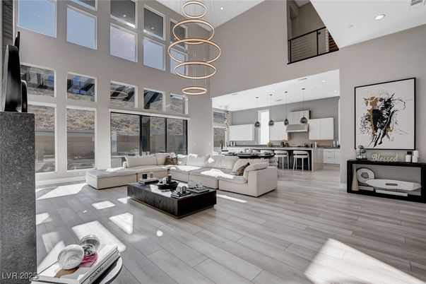Interior, Kitchen, Living room, Pendant Lights, Recessed Lighting, Wood Texture Flooring
