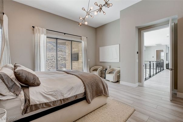 Bedroom, Interior, Pendant Lights, Wood Texture Flooring