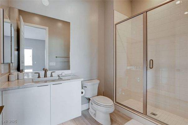 Bathroom, Glass Shower, Interior, Wood Texture Flooring