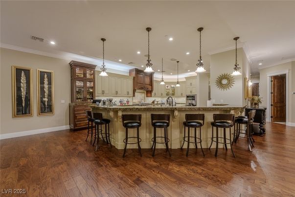 Interior, Kitchen, Pendant Lights, Recessed Lighting, Wood Texture Flooring