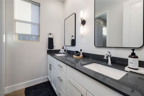 Bathroom, Dual Sink Vanities, Interior, Wood Texture Flooring