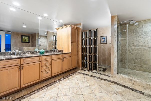 Bathroom, Dual Sink Vanities, Glass Shower, Interior, Recessed Lighting