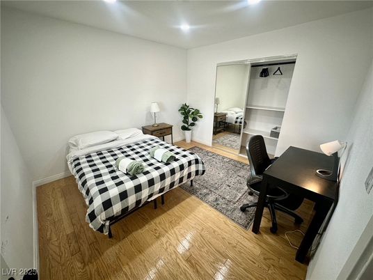 Bedroom, Home Office, Interior, Recessed Lighting, Wood Texture Flooring