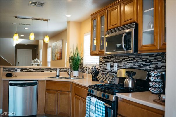 Interior, Kitchen, Pendant Lights, Recessed Lighting, Stainless Steel Appliances