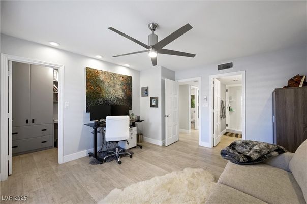 Home Office, Interior, Recessed Lighting, Wood Texture Flooring