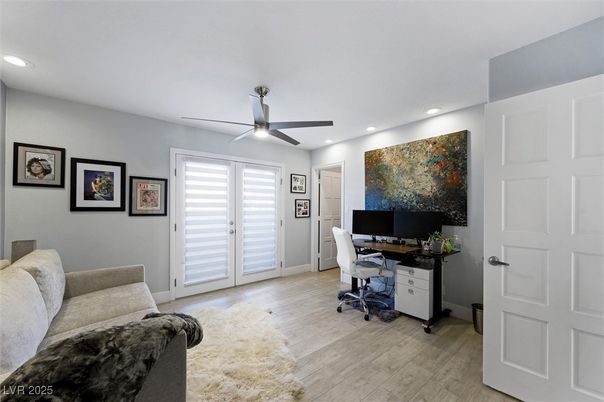 Home Office, Interior, Recessed Lighting, Wood Texture Flooring