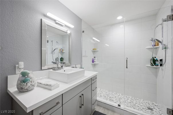 Bathroom, Glass Shower, Interior, Recessed Lighting