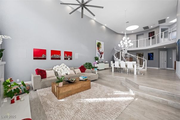 Chandelier, Dining room, Interior, Living room, Pendant Lights, Recessed Lighting, Wood Texture Flooring