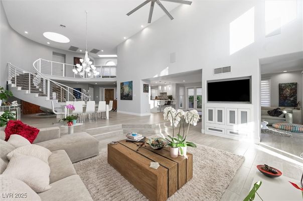 Chandelier, Dining room, Interior, Living room, Pendant Lights, Recessed Lighting, Wood Texture Flooring