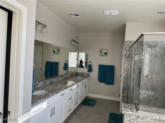 Bathroom, Dual Sink Vanities, Glass Shower, Interior