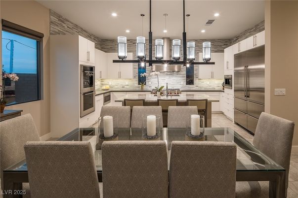 Dining room, Interior, Kitchen, Pendant Lights, Recessed Lighting, Stainless Steel Appliances