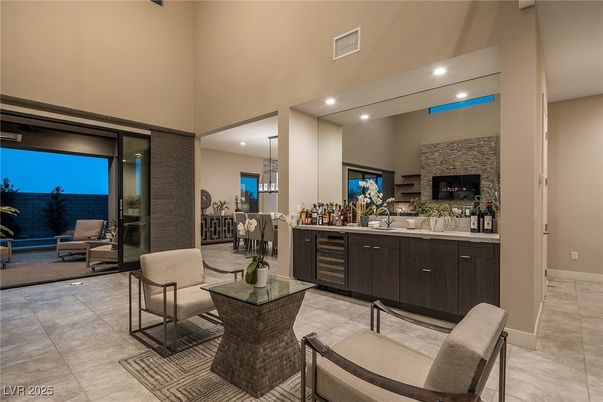 Dining room, Fireplace, Interior, Living room, Pendant Lights, Recessed Lighting