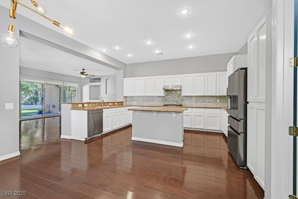 Interior, Kitchen, Recessed Lighting, Wood Texture Flooring