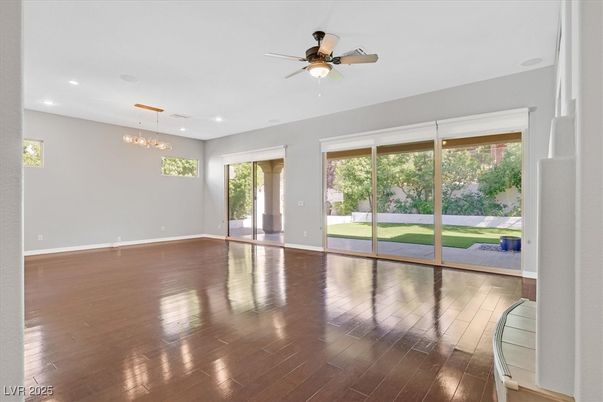 Empty room, Interior, Pendant Lights, Recessed Lighting, Wood Texture Flooring