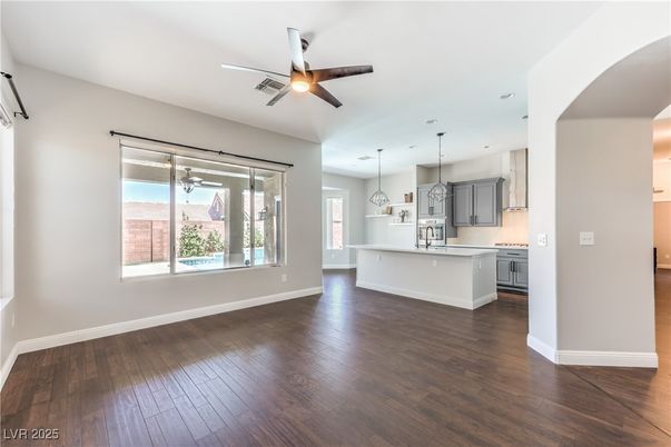 Interior, Kitchen, Pendant Lights, Recessed Lighting, Wood Texture Flooring