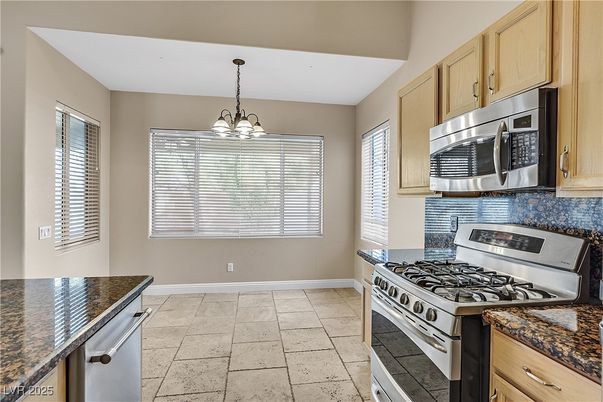Chandelier, Interior, Kitchen, Stainless Steel Appliances