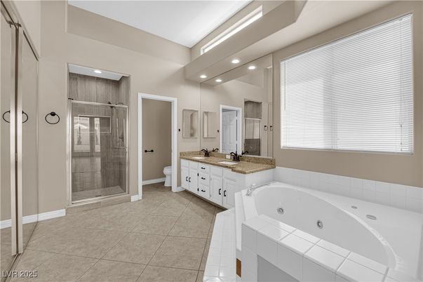 Bathroom, Dual Sink Vanities, Glass Shower, Interior, Recessed Lighting
