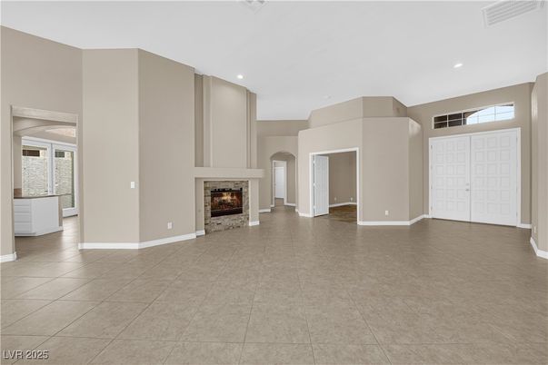 Empty room, Fireplace, Interior, Recessed Lighting