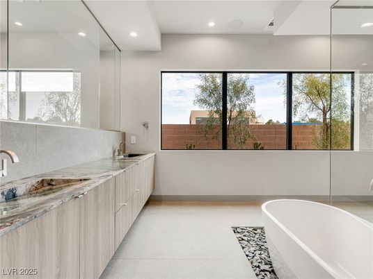 Bathroom, Dual Sink Vanities, Free Standing Baths, Interior, Recessed Lighting