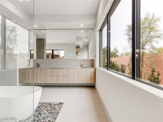 Bathroom, Dual Sink Vanities, Free Standing Baths, Interior, Recessed Lighting