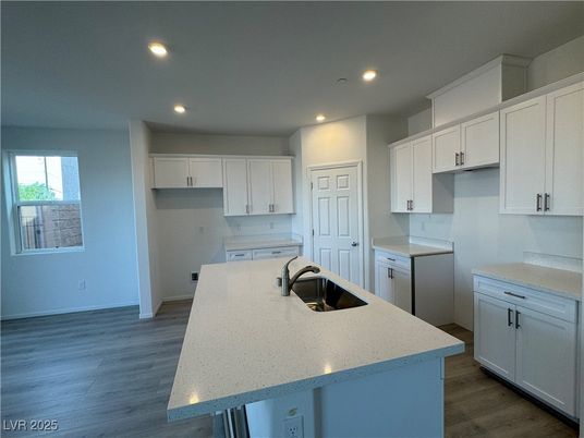 Interior, Kitchen, Recessed Lighting, Wood Texture Flooring