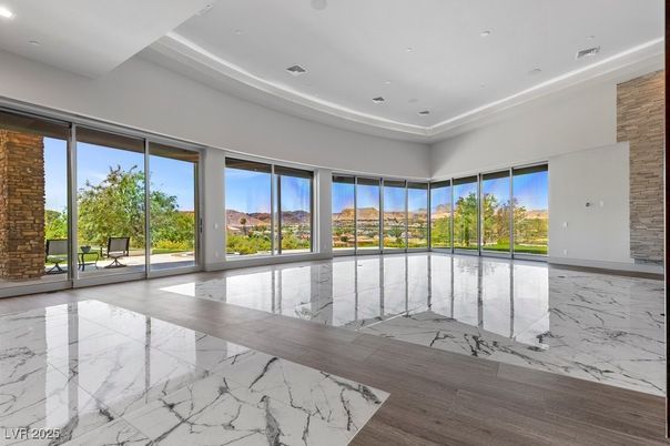 Empty room, Interior, Marble, Recessed Lighting, Stone Walls