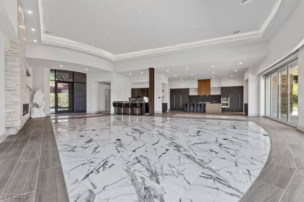 Interior, Kitchen, Marble, Recessed Lighting, Stainless Steel Appliances