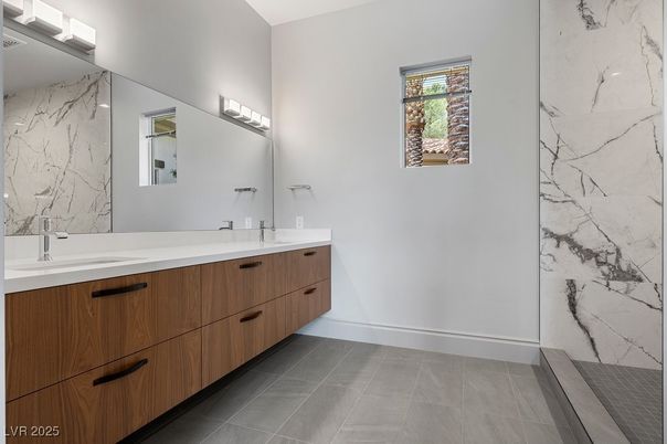 Bathroom, Dual Sink Vanities, Interior, Marble Walls