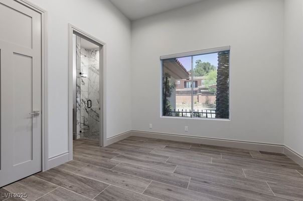 Empty room, Interior, Marble Walls, Recessed Lighting, Wood Texture Flooring