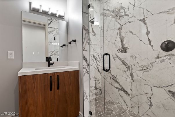 Bathroom, Glass Shower, Interior, Marble Walls