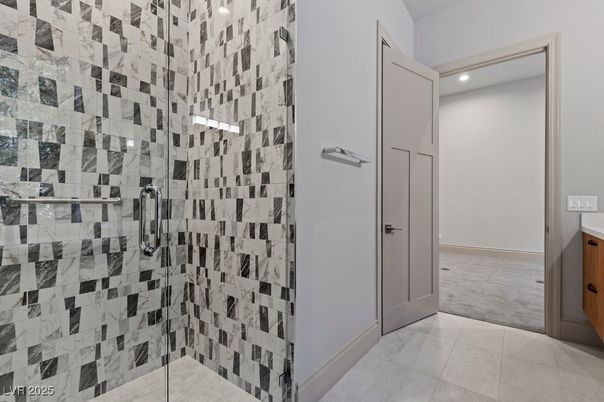 Bathroom, Glass Shower, Interior, Recessed Lighting