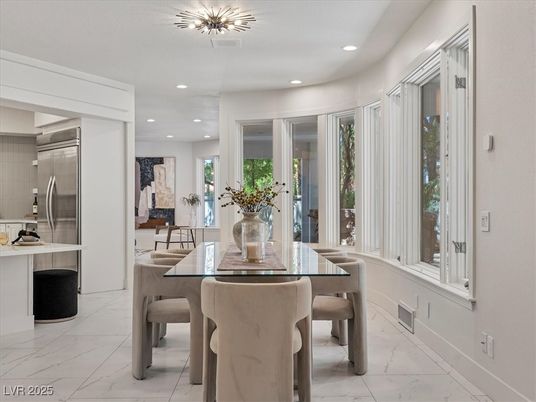 Dining room, Interior, Marble, Recessed Lighting