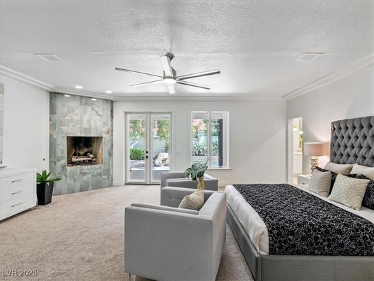 Bedroom, Fireplace, Interior, Recessed Lighting