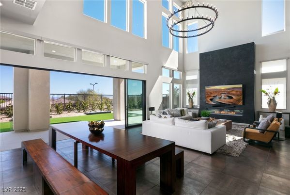 Dining room, Fireplace, Interior, Living room, Pendant Lights