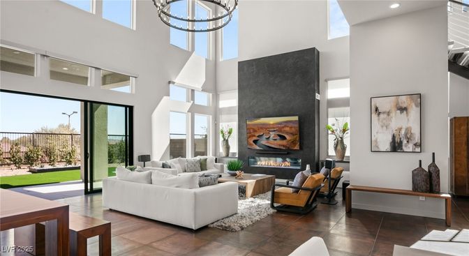 Fireplace, Interior, Living room, Recessed Lighting