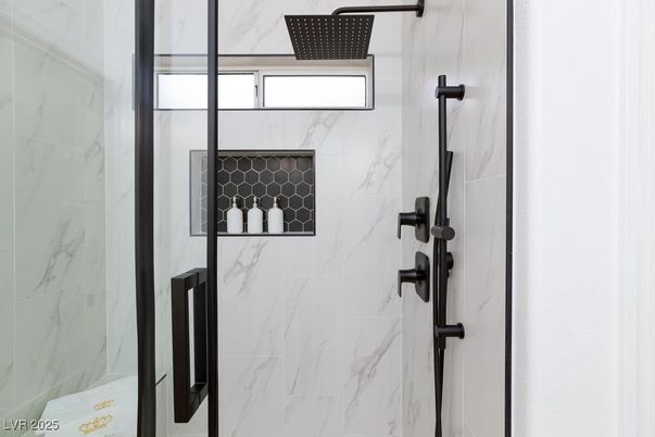 Bathroom, Glass Shower, Interior, Marble Walls